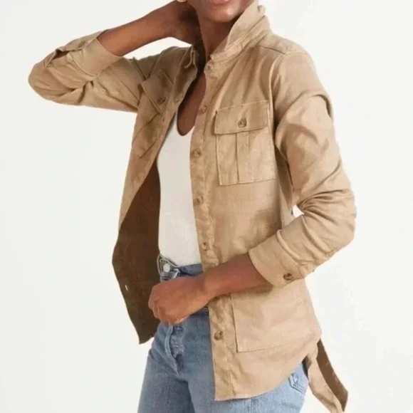 LEVEL 99 ANTHROPOLOGIE EMME SHACKET SHIRT JACKET | UTILITY SAFARI | HERRINGBONE - Picture 2 of 15